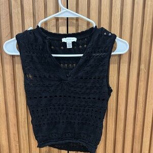 Topshop Black Crochet Tank Top
